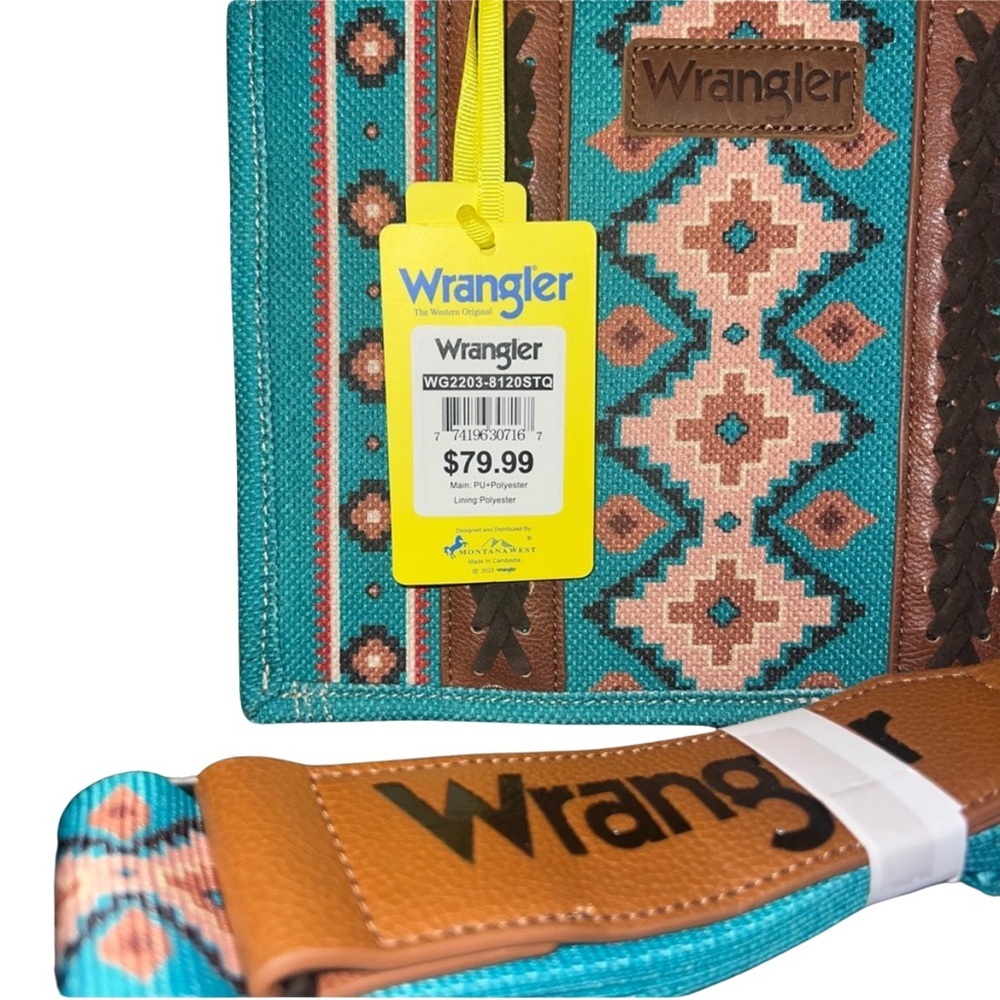 Wrangler Turquoise and Brown Tote Bag​ - Picture 5 of 8
